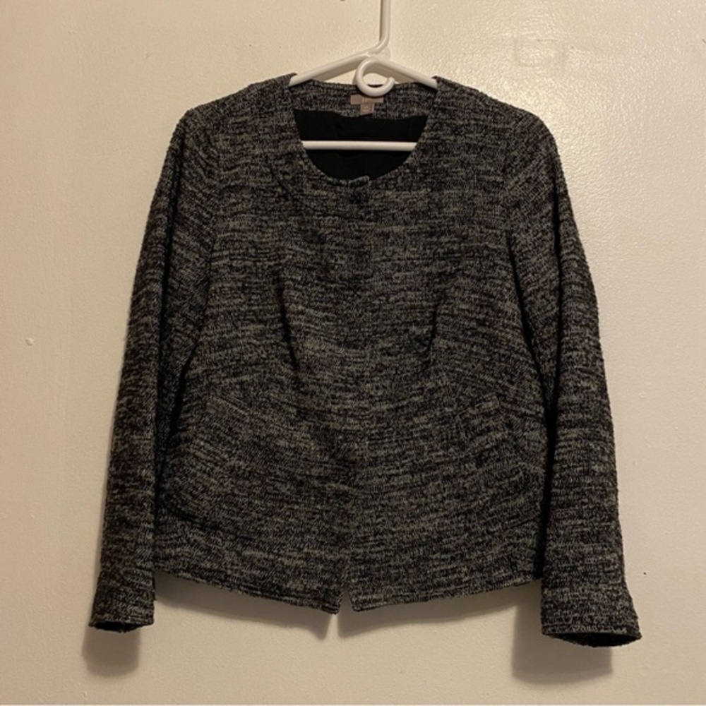 J‎ Jill Jacket Blazer Women’s Size Small Petite Black Snap Up Front Wool Blend